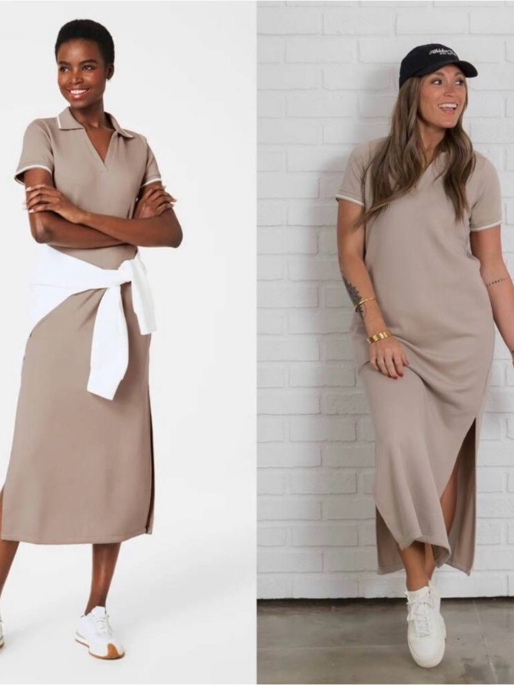 SPANX Taupe Polo Maxi Dress with Side Slit #1137